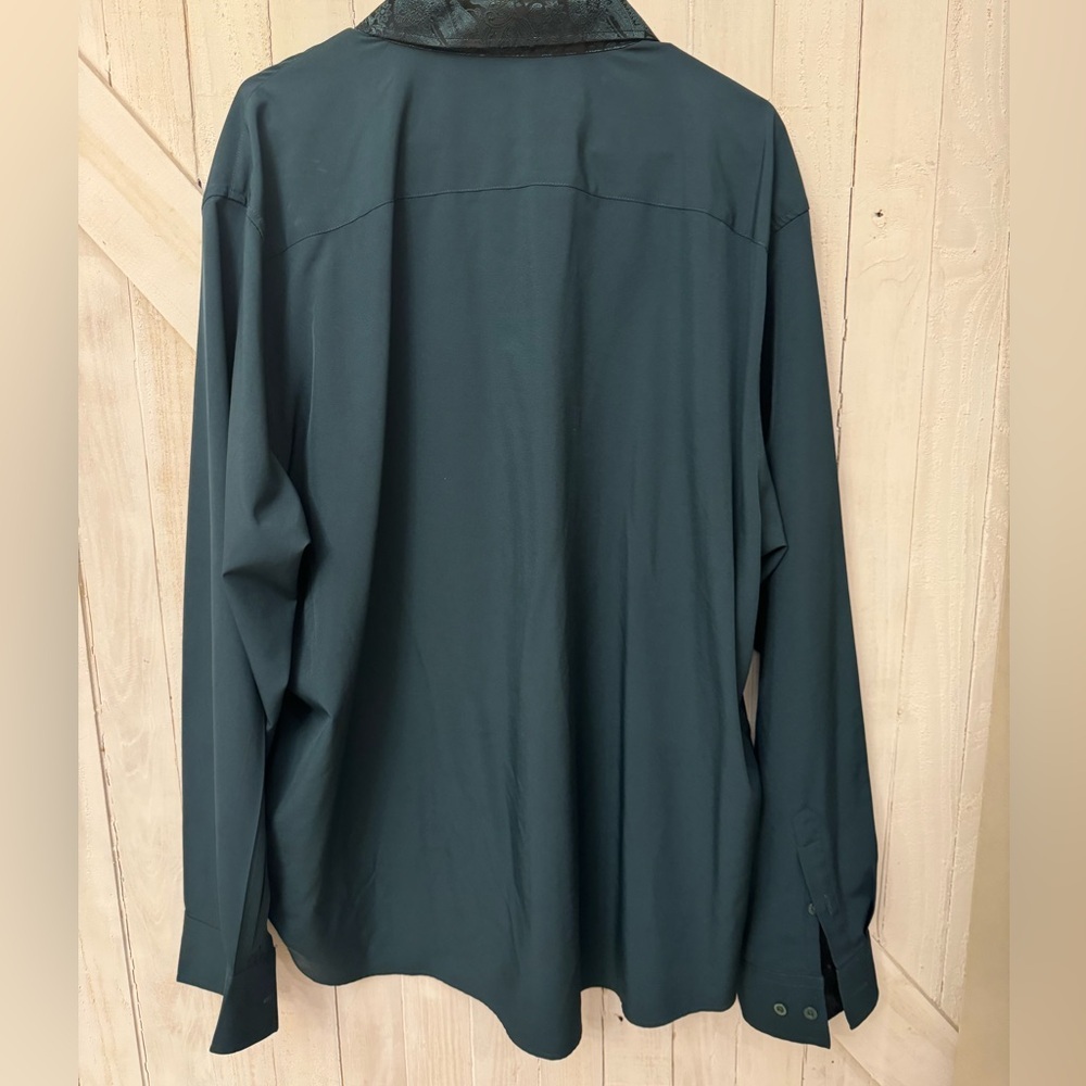 XXXL - Barry.wang Green Splicing Men Business Shirt - Worn Once - Fits like XXL - Picture 6 of 6